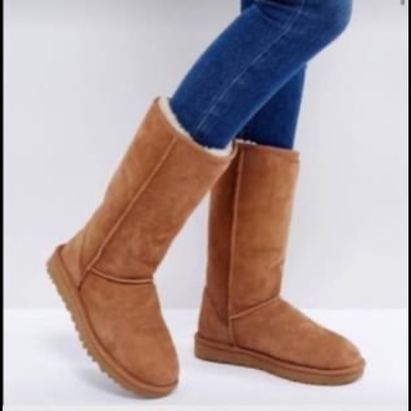 UGG Shoes - Ugg Tall Boots 7.5 Sheepskin Sherpa Line Chestnut